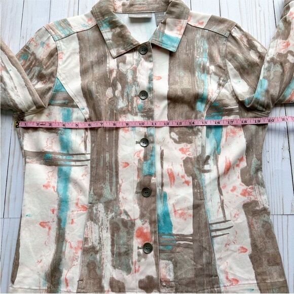 Chico's Watercolor Print Cotton Jacket - Picture 10 of 12